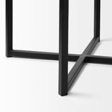 Frodo 26.4H Seat Height White Fabric Seat Black Metal Base Stool from Mercana - Luna Furniture