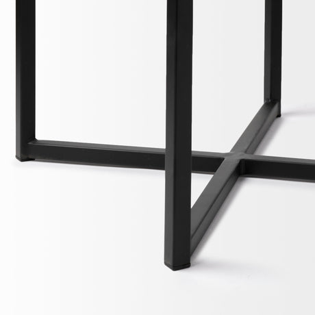 Frodo 26.4H Seat Height White Fabric Seat Black Metal Base Stool from Mercana - Luna Furniture