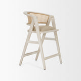 Tabitha 26.75" Seat Height Beige Fabric/Rattan Seat Blonde Wood Frame Counter Stool from Mercana - Luna Furniture