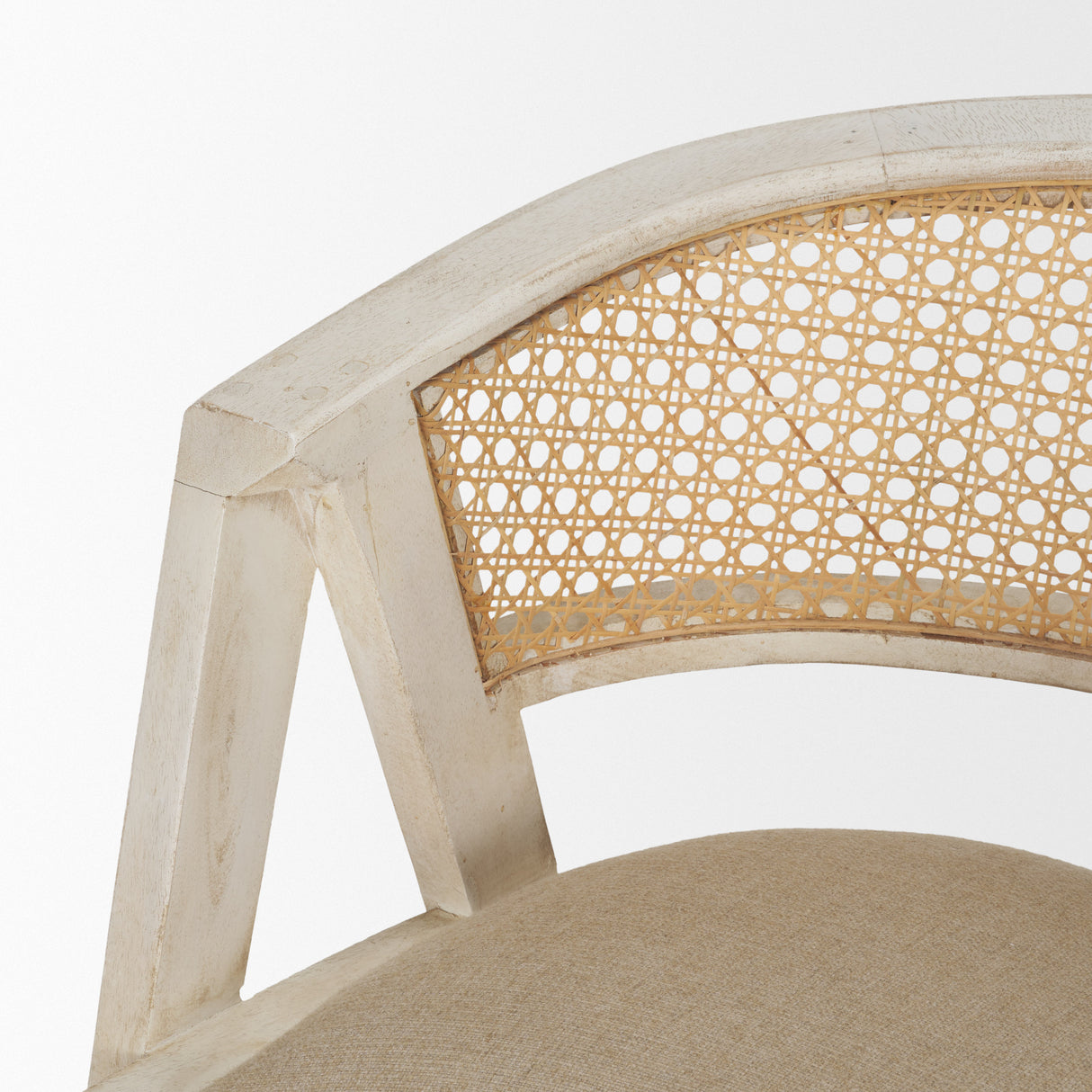Tabitha 26.75" Seat Height Beige Fabric/Rattan Seat Blonde Wood Frame Counter Stool from Mercana - Luna Furniture