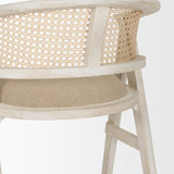 Tabitha 26.75" Seat Height Beige Fabric/Rattan Seat Blonde Wood Frame Counter Stool from Mercana - Luna Furniture