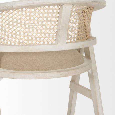 Tabitha 26.75" Seat Height Beige Fabric/Rattan Seat Blonde Wood Frame Counter Stool from Mercana - Luna Furniture