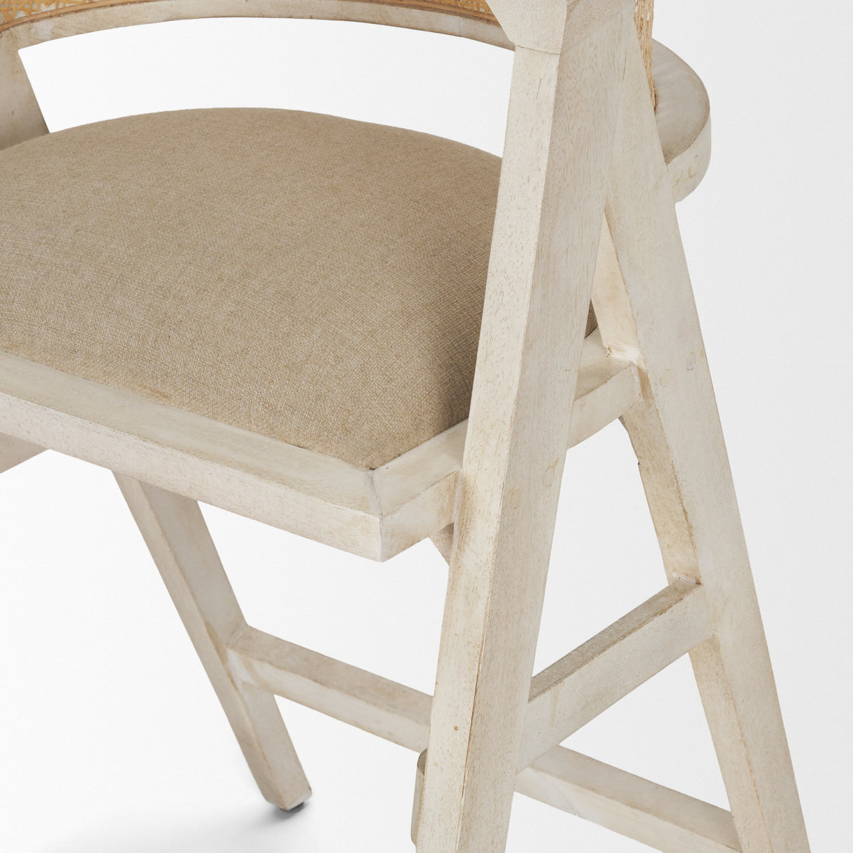 Tabitha 26.75" Seat Height Beige Fabric/Rattan Seat Blonde Wood Frame Counter Stool from Mercana - Luna Furniture