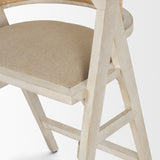 Tabitha 26.75" Seat Height Beige Fabric/Rattan Seat Blonde Wood Frame Counter Stool from Mercana - Luna Furniture