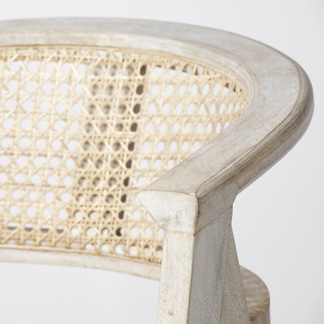 Tabitha 30.75" Seat Height Beige Fabric/Rattan Seat Blonde Wood Frame Bar Stool from Mercana - Luna Furniture