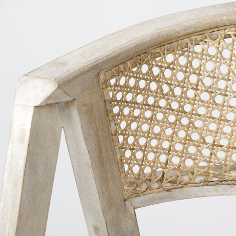 Tabitha 30.75" Seat Height Beige Fabric/Rattan Seat Blonde Wood Frame Bar Stool from Mercana - Luna Furniture