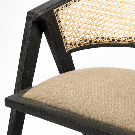 Tabitha I Black Wooden Frame Linen Wrap Seat Dining Chair from Mercana - Luna Furniture