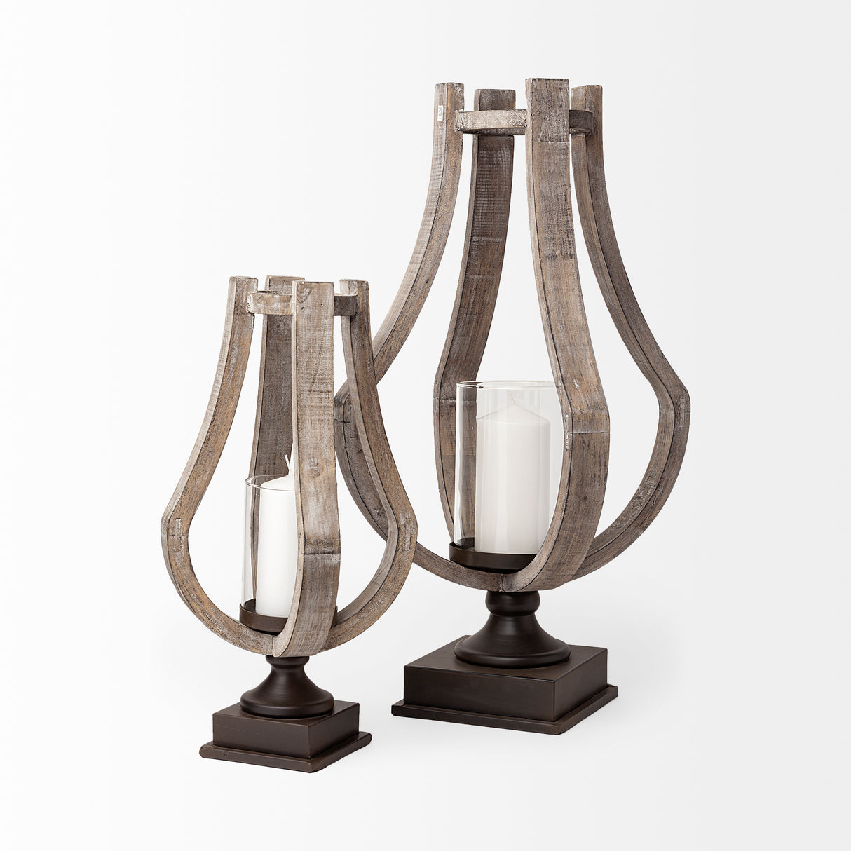 Brillion Small Rustic Wood Metal Table Candle Holder from Mercana - Luna Furniture