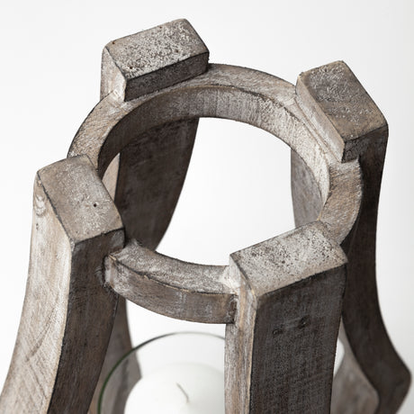 Brillion Small Rustic Wood Metal Table Candle Holder from Mercana - Luna Furniture
