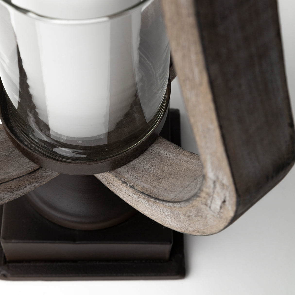 Brillion Small Rustic Wood Metal Table Candle Holder from Mercana - Luna Furniture