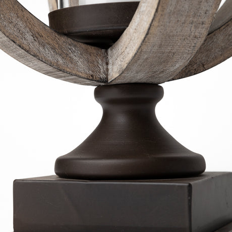 Brillion Small Rustic Wood Metal Table Candle Holder from Mercana - Luna Furniture