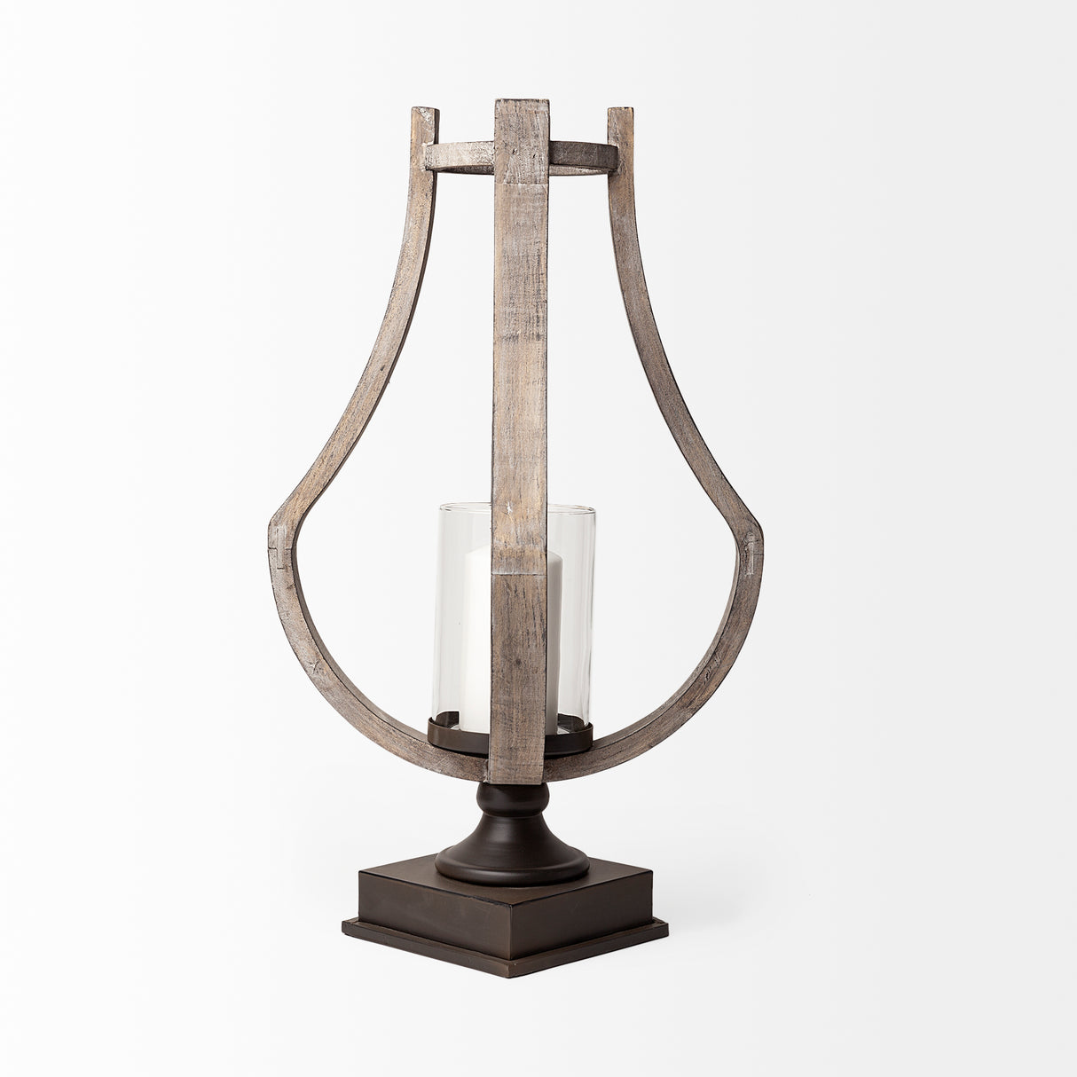 Brillion Large Rustic Wood Metal Table Candle Holder from Mercana - Luna Furniture