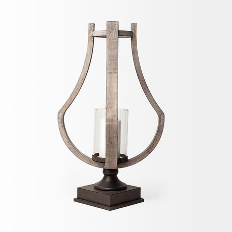 Brillion Large Rustic Wood Metal Table Candle Holder from Mercana - Luna Furniture