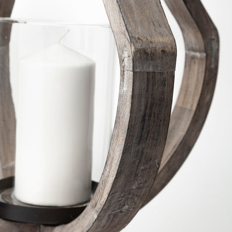 Brillion Large Rustic Wood Metal Table Candle Holder from Mercana - Luna Furniture