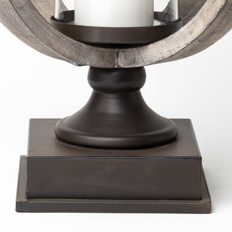 Brillion Large Rustic Wood Metal Table Candle Holder from Mercana - Luna Furniture