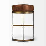 Hollyfield II Brown Leather Seat Gold Metal Base Bar Stool from Mercana - Luna Furniture