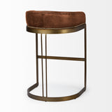 Hollyfield II Brown Leather Seat Gold Metal Base Bar Stool from Mercana - Luna Furniture