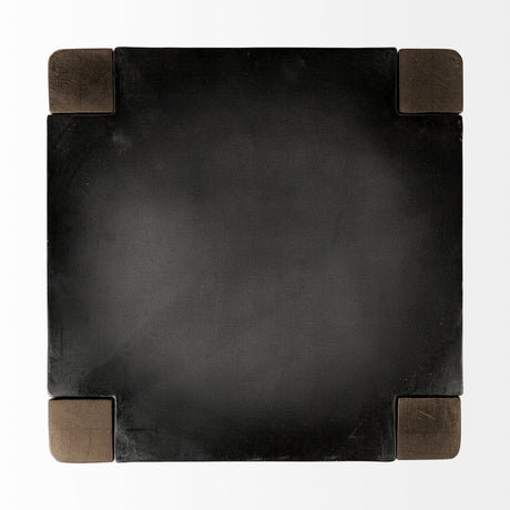 Nell 26" Seat Height Black Metal Seat & Foot Rest With Brown Wood Legs Stool from Mercana - Luna Furniture