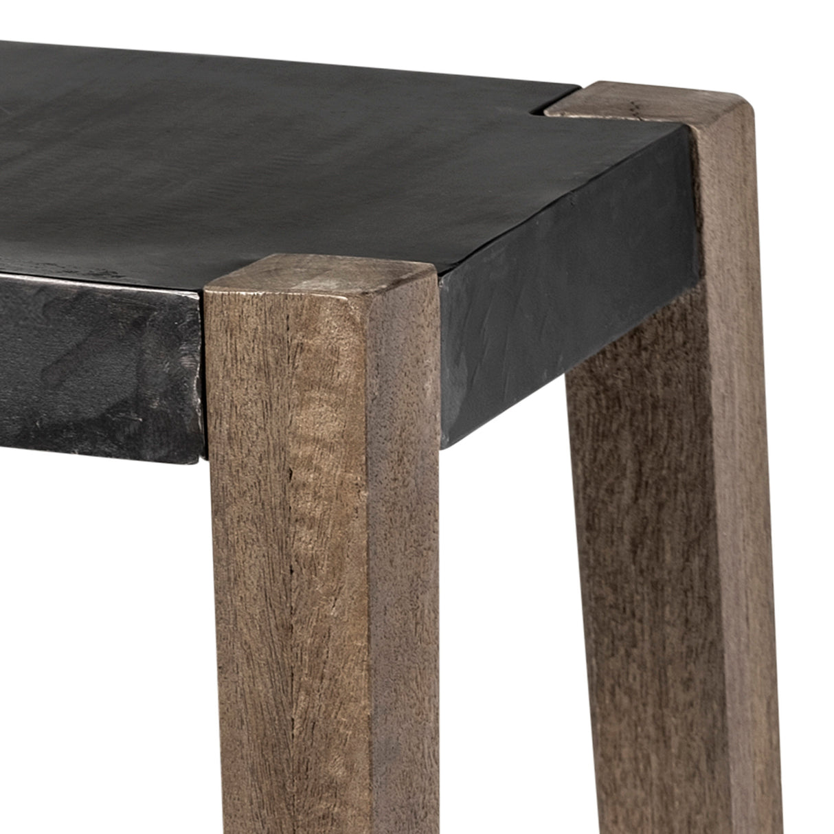 Nell 26" Seat Height Black Metal Seat & Foot Rest With Brown Wood Legs Stool from Mercana - Luna Furniture