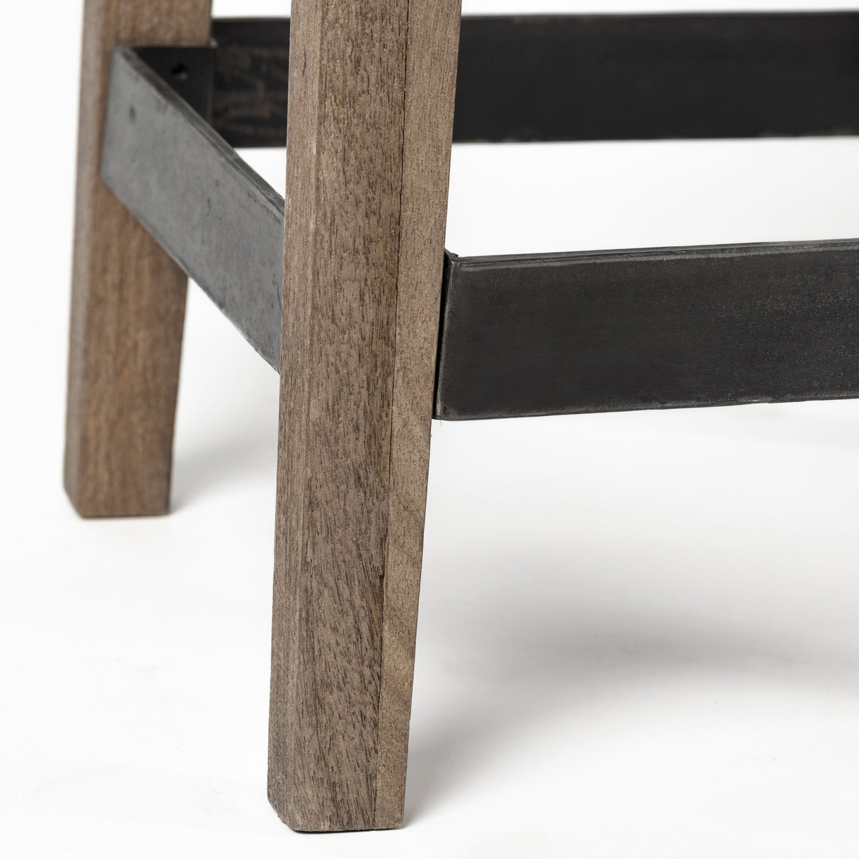 Nell 26" Seat Height Black Metal Seat & Foot Rest With Brown Wood Legs Stool from Mercana - Luna Furniture