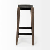 Nell 30" Seat Height Black Metal Seat & Foot Rest With Brown Wood Legs Stool from Mercana - Luna Furniture