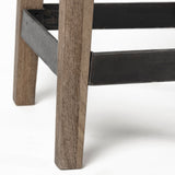 Nell 30" Seat Height Black Metal Seat & Foot Rest With Brown Wood Legs Stool from Mercana - Luna Furniture