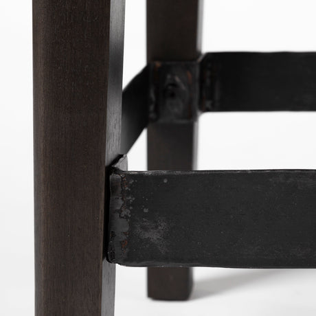 Nell 30" Seat Height Black Metal Seat & Foot Rest With Black Wood Legs Stool from Mercana - Luna Furniture