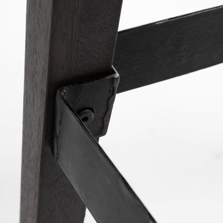 Nell 30" Seat Height Black Metal Seat & Foot Rest With Black Wood Legs Stool from Mercana - Luna Furniture