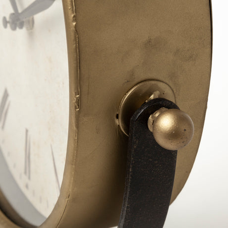 Houston Gold Metal Half Moon Base Table Clock from Mercana - Luna Furniture