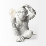 Simia (12"H) White Resin Playful Monkey Table Lamp from Mercana - Luna Furniture