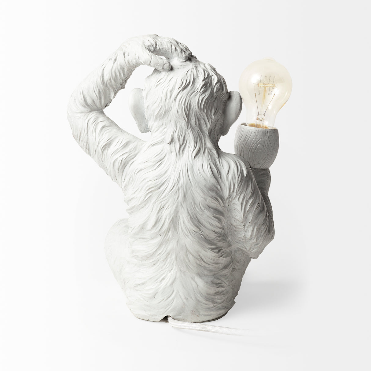 Simia (12"H) White Resin Playful Monkey Table Lamp from Mercana - Luna Furniture