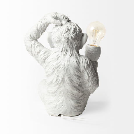 Simia (12"H) White Resin Playful Monkey Table Lamp from Mercana - Luna Furniture