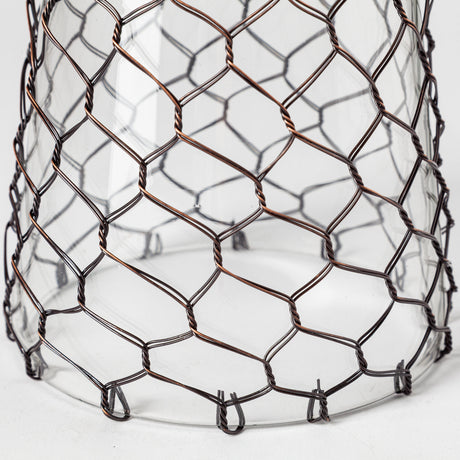 Shandra I Small Glass w/Metal Wire Snakeskin Pattern Table Candle Holder from Mercana - Luna Furniture