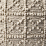 Leroy Square Cream Wool Pouf w/ Popcorn Detail from Mercana - Luna Furniture
