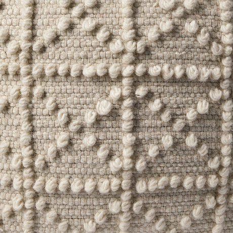 Leroy Square Cream Wool Pouf w/ Popcorn Detail from Mercana - Luna Furniture