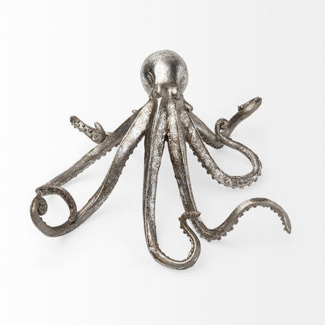 Strafford Small 10L x 9W Silver Resin Octopus from Mercana - Luna Furniture
