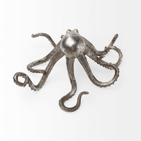 Strafford Small 10L x 9W Silver Resin Octopus from Mercana - Luna Furniture