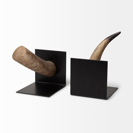 Nickerson (Set of 2) 6L x 7W Bull Horn Bookends from Mercana - Luna Furniture