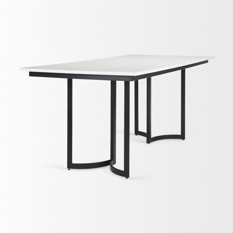 Tanner I 71L x 35W Rectangular White Marble W/ Metal Base Dining Table from Mercana - Luna Furniture
