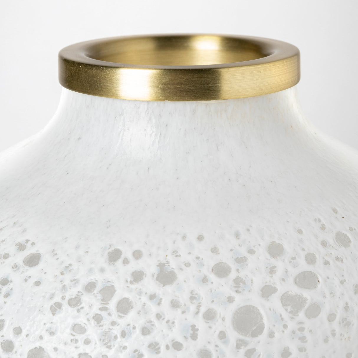 Pearl Short White Gold Rim Glass Vase from Mercana - Luna Furniture