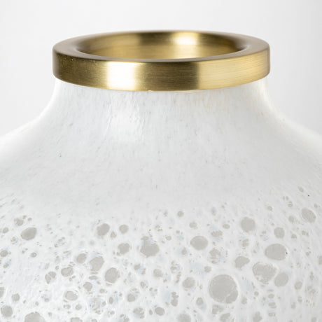 Pearl Short White Gold Rim Glass Vase from Mercana - Luna Furniture