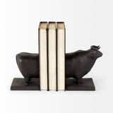 Taurus III (Set of 2) 9L x 4W Black Cast Aluminum Bull Bookends from Mercana - Luna Furniture