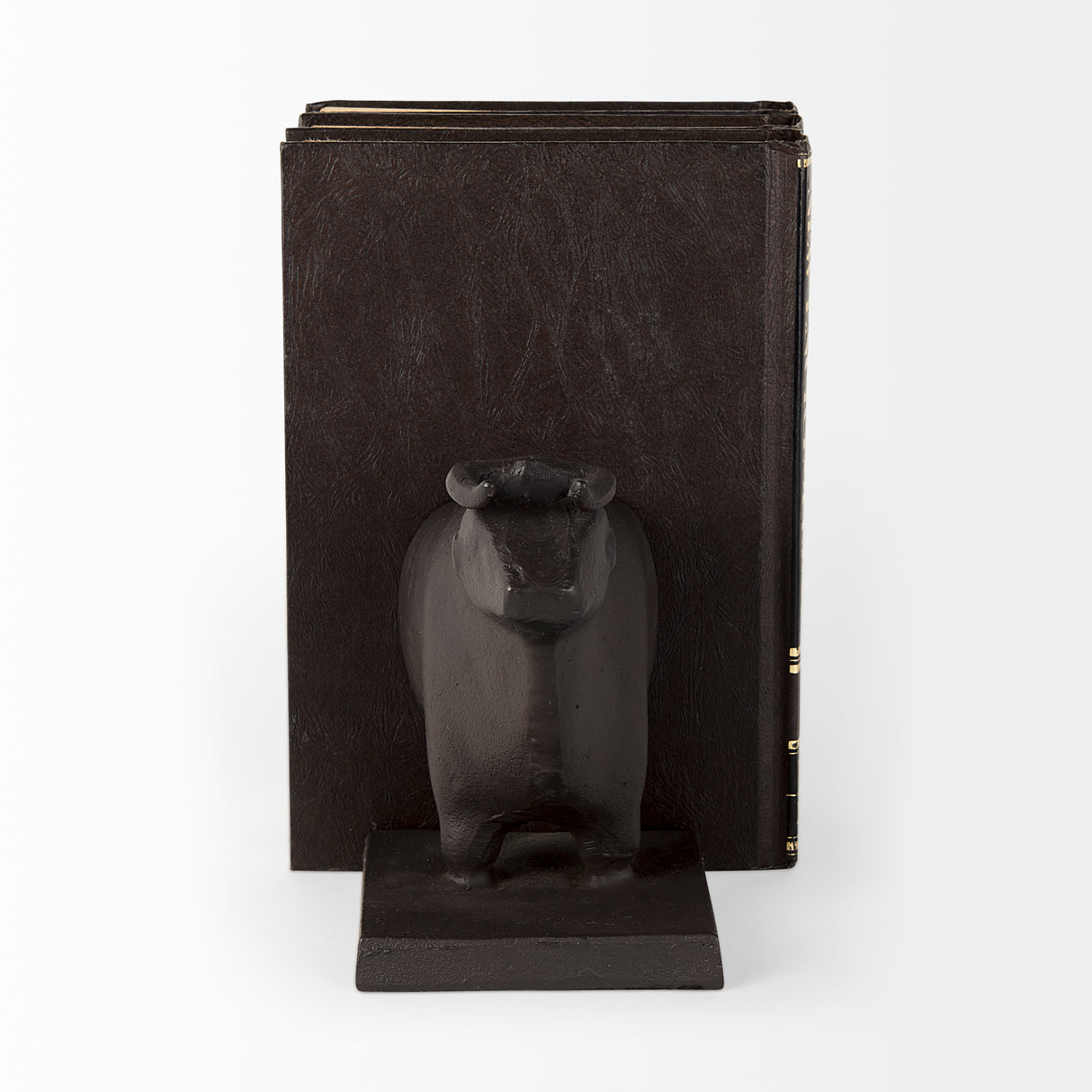 Taurus III (Set of 2) 9L x 4W Black Cast Aluminum Bull Bookends from Mercana - Luna Furniture