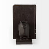 Taurus III (Set of 2) 9L x 4W Black Cast Aluminum Bull Bookends from Mercana - Luna Furniture