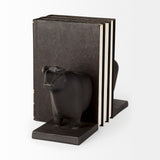 Taurus III (Set of 2) 9L x 4W Black Cast Aluminum Bull Bookends from Mercana - Luna Furniture
