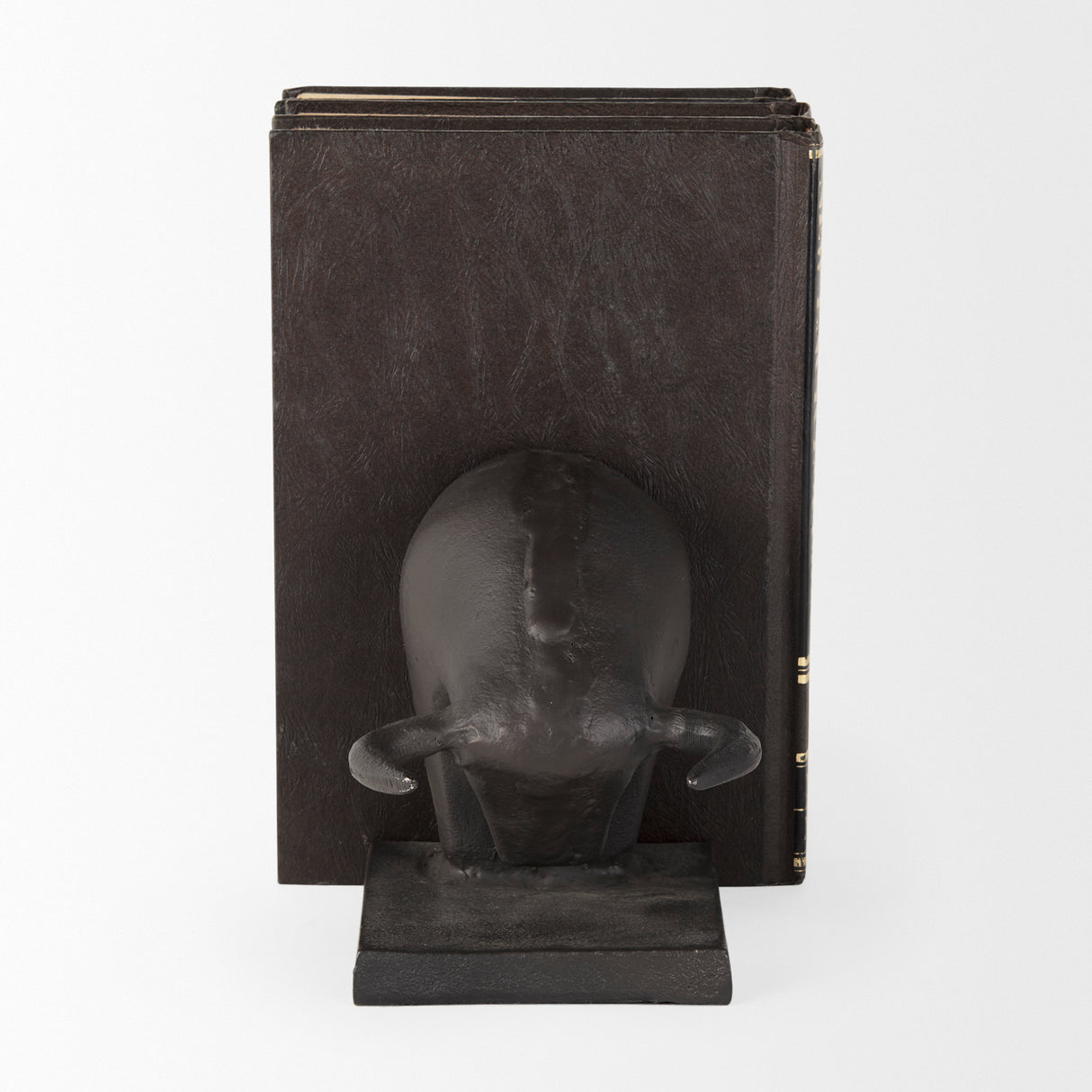 Tauro III (Set of 2) 10L x 5W Black Cast Aluminum Raging Bull Bookends from Mercana - Luna Furniture