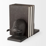 Tauro III (Set of 2) 10L x 5W Black Cast Aluminum Raging Bull Bookends from Mercana - Luna Furniture