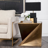 Zelda 20L x 20W Gold Metal-Cladded Z-Shaped Wooden Accent Table from Mercana - Luna Furniture