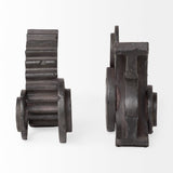 Cogsworth Set of 2 14L x 4W Brown Resin Industrial Gear Bookends from Mercana - Luna Furniture