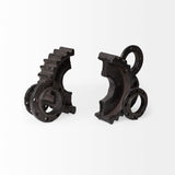 Cogsworth Set of 2 14L x 4W Brown Resin Industrial Gear Bookends from Mercana - Luna Furniture